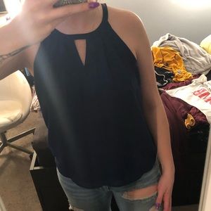 Navy Blue Triangle Keyhole Top